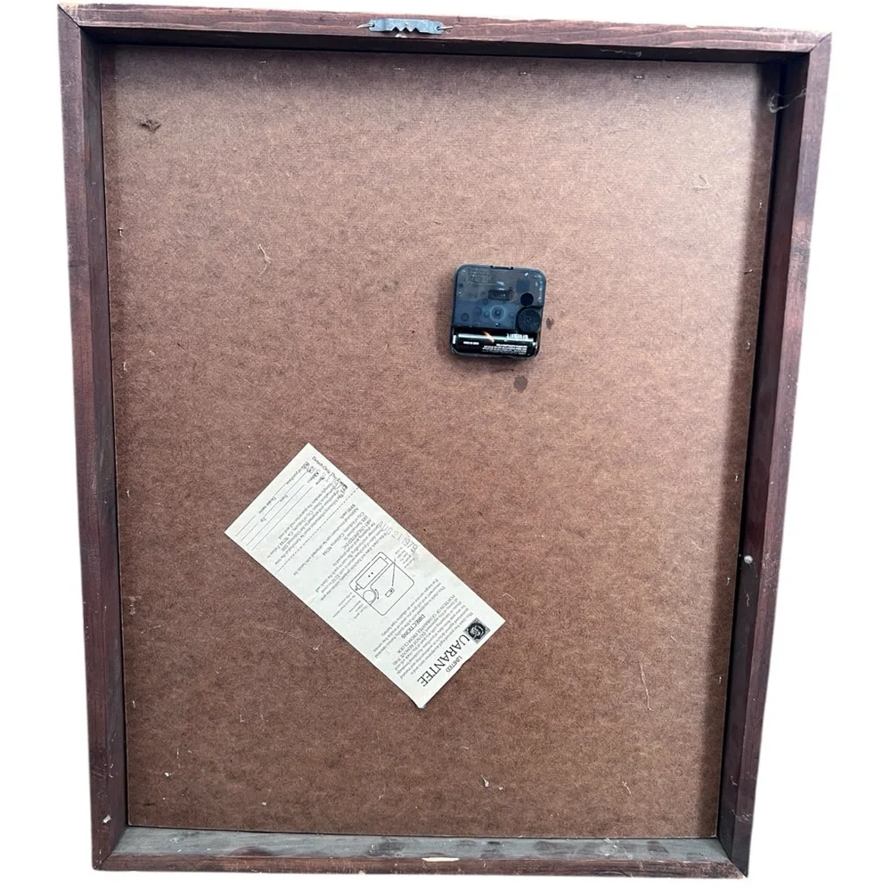 Vintage 1970's Shadow Box Clock W/ Dried Flowers Wood Frame Glass 21”x17” Tested